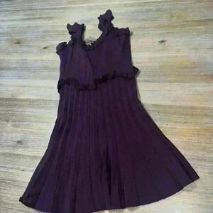 New Zara Ribbed Knit Ruffle Skater Dress Size M